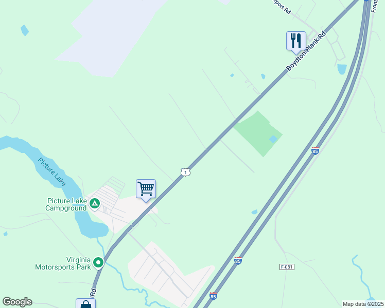 map of restaurants, bars, coffee shops, grocery stores, and more near 7512 Boydton Plank Road in Petersburg