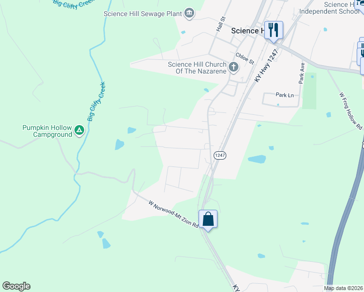 map of restaurants, bars, coffee shops, grocery stores, and more near 134 Perry Street in Science Hill
