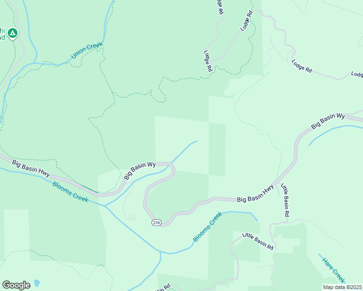 map of restaurants, bars, coffee shops, grocery stores, and more near 21200 Big Basin Way in Boulder Creek