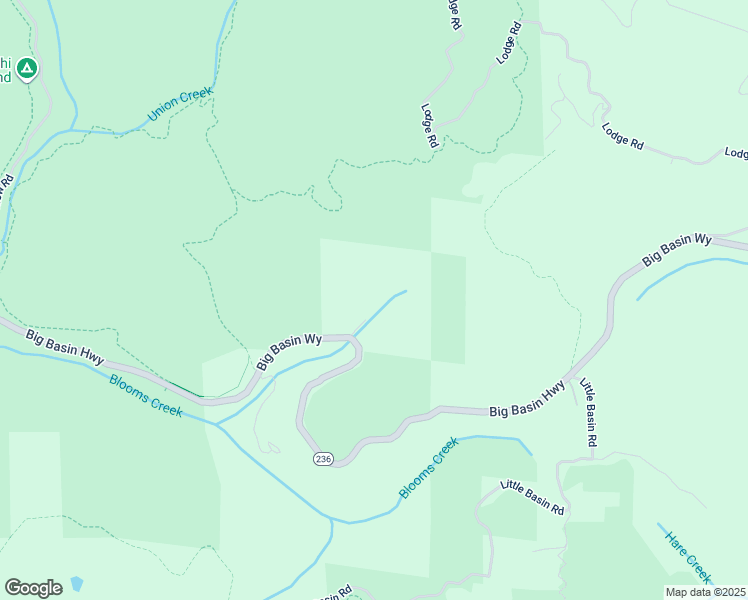 map of restaurants, bars, coffee shops, grocery stores, and more near 21200 Big Basin Way in Boulder Creek