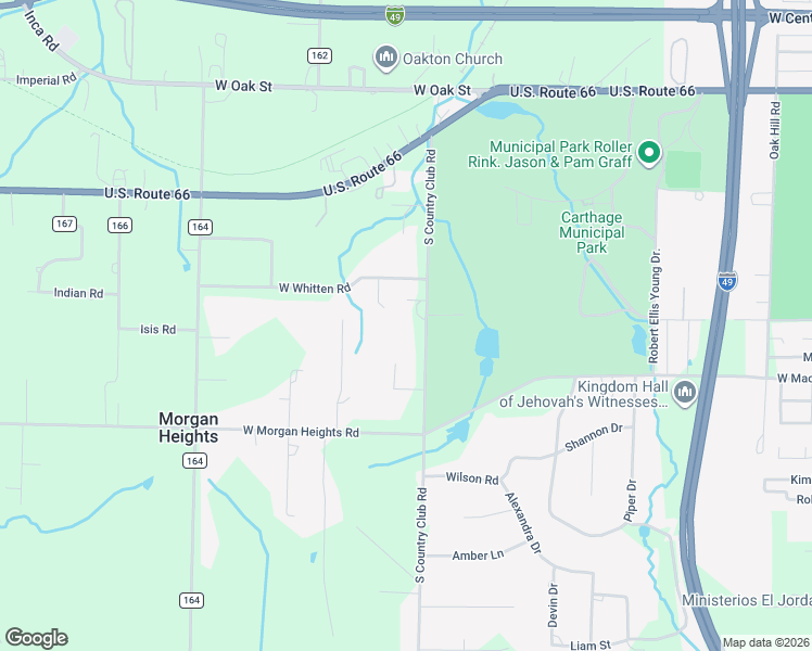 map of restaurants, bars, coffee shops, grocery stores, and more near 1050 South Summit Lane in Carthage