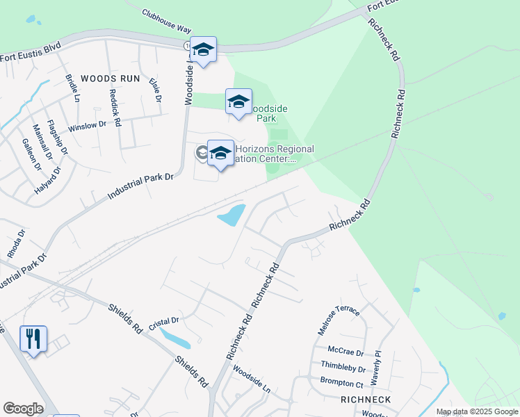 map of restaurants, bars, coffee shops, grocery stores, and more near 826 Wilderness Way in Newport News