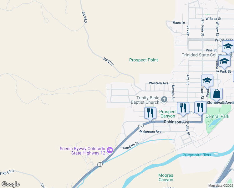 map of restaurants, bars, coffee shops, grocery stores, and more near 1511-1519 Stonewall Avenue in Trinidad