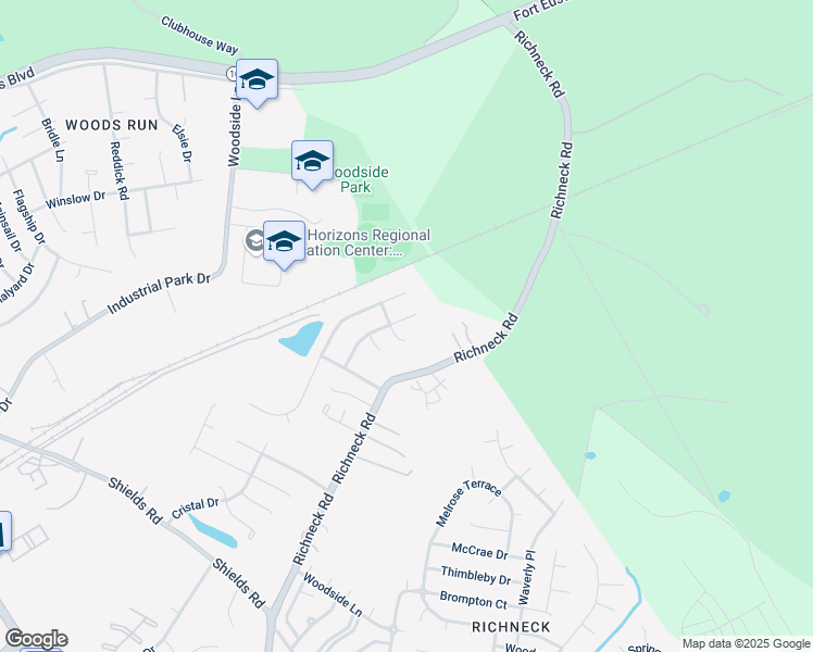 map of restaurants, bars, coffee shops, grocery stores, and more near 854 Wilderness Way in Newport News
