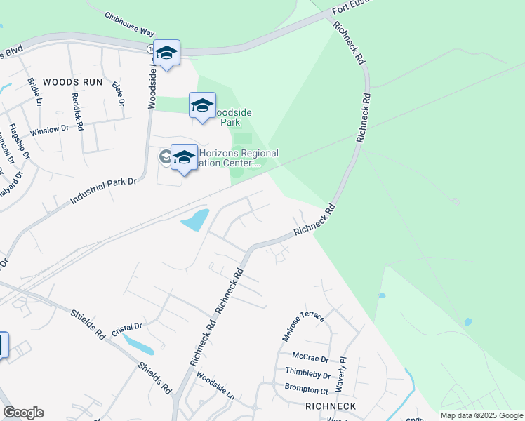 map of restaurants, bars, coffee shops, grocery stores, and more near 854 Wilderness Way in Newport News