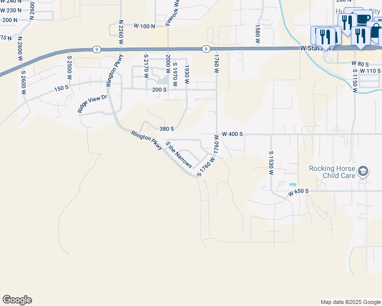 map of restaurants, bars, coffee shops, grocery stores, and more near Grotto in Hurricane