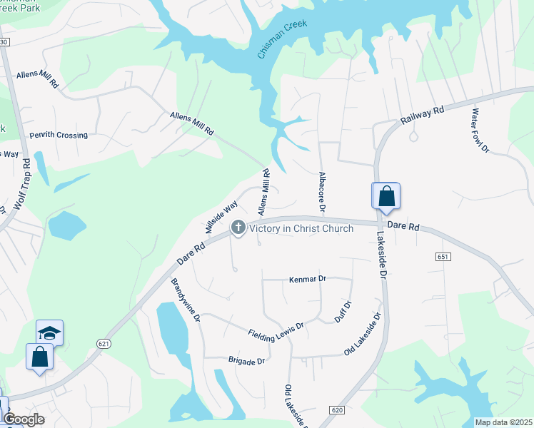 map of restaurants, bars, coffee shops, grocery stores, and more near 100 Dale Hollow Drive in Yorktown