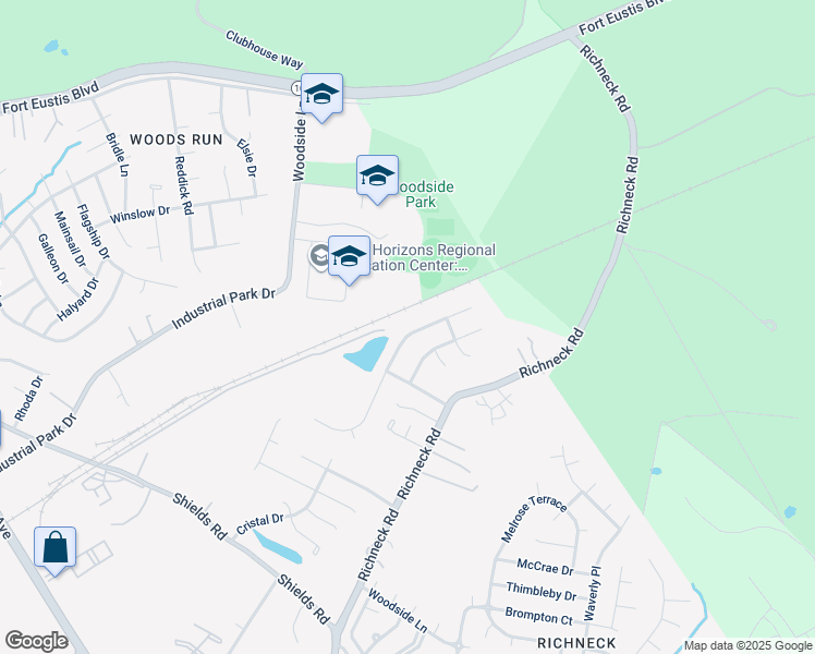 map of restaurants, bars, coffee shops, grocery stores, and more near 829 Wilderness Way in Newport News