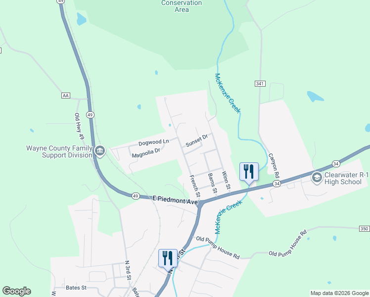 map of restaurants, bars, coffee shops, grocery stores, and more near 132 Sunset Drive in Piedmont