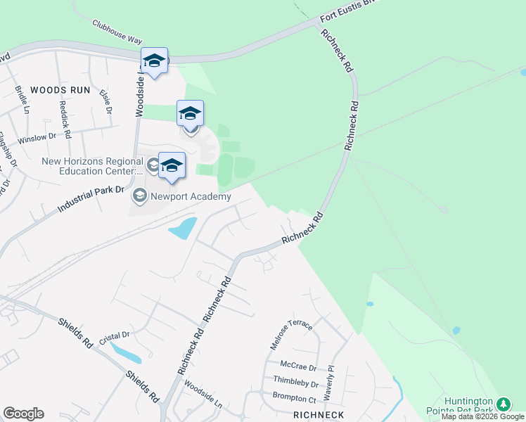 map of restaurants, bars, coffee shops, grocery stores, and more near 854 Wilderness Way in Newport News