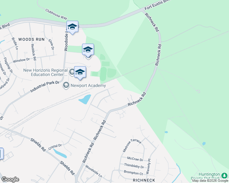 map of restaurants, bars, coffee shops, grocery stores, and more near 854 Wilderness Way in Newport News