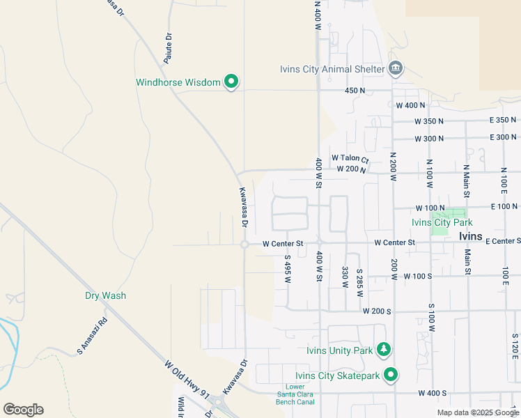 map of restaurants, bars, coffee shops, grocery stores, and more near 108 North Arrowhead Lane in Ivins