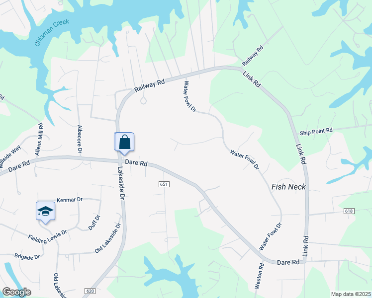 map of restaurants, bars, coffee shops, grocery stores, and more near 207 Blue Heron Drive in Yorktown