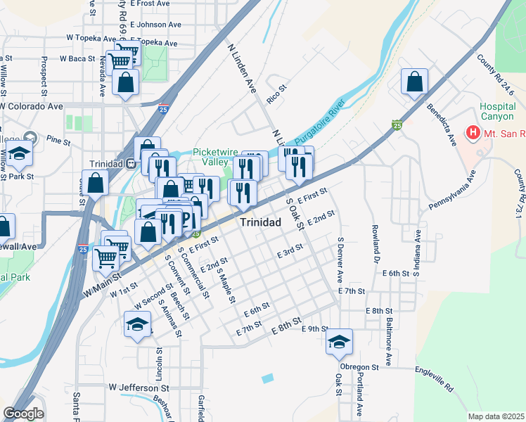 map of restaurants, bars, coffee shops, grocery stores, and more near in Trinidad
