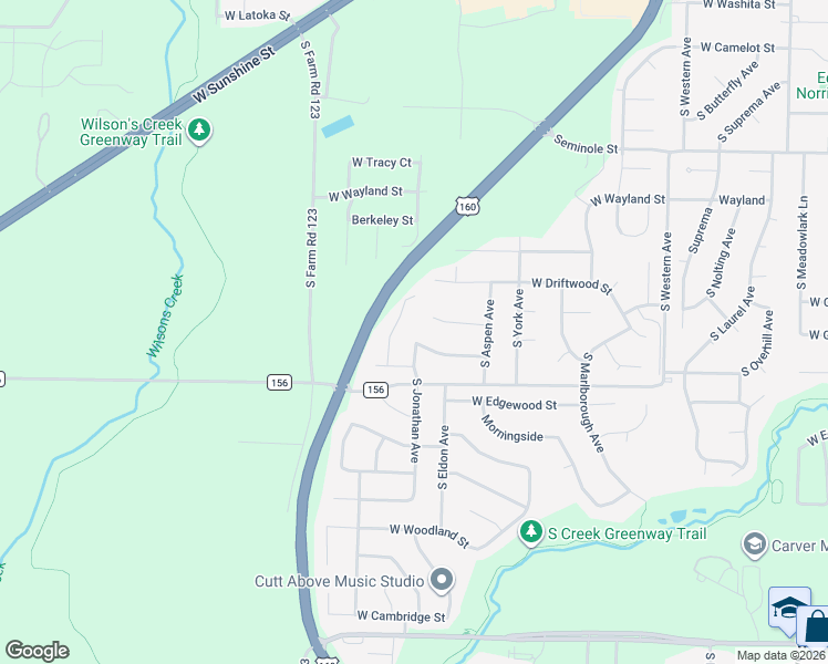 map of restaurants, bars, coffee shops, grocery stores, and more near 2509 South Jonathan Avenue in Springfield