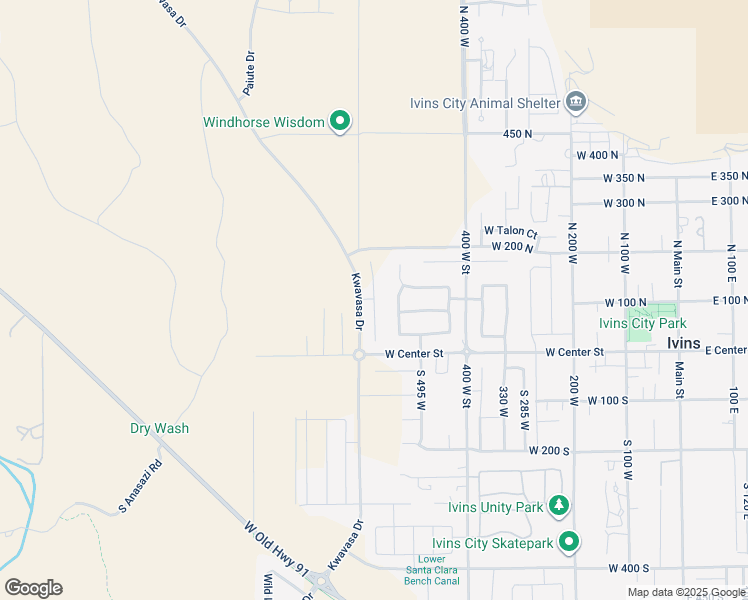 map of restaurants, bars, coffee shops, grocery stores, and more near 150 North Arrowhead Lane in Ivins