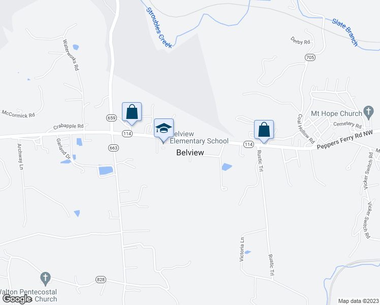 map of restaurants, bars, coffee shops, grocery stores, and more near in Belview