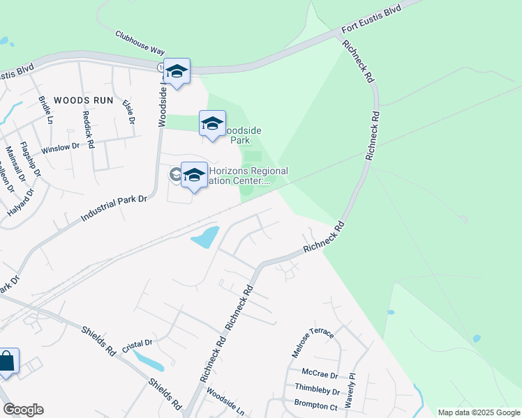 map of restaurants, bars, coffee shops, grocery stores, and more near 847 Wilderness Way in Newport News