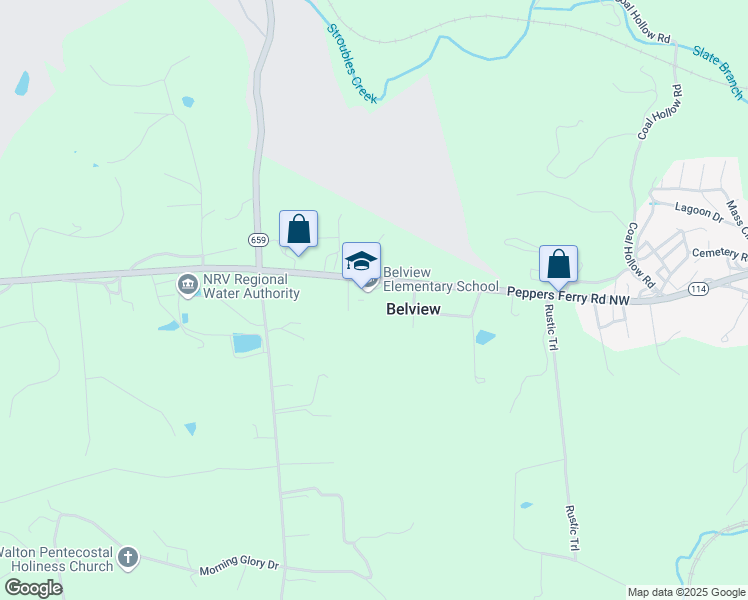 map of restaurants, bars, coffee shops, grocery stores, and more near 3187 Peppers Ferry Road Northwest in Radford