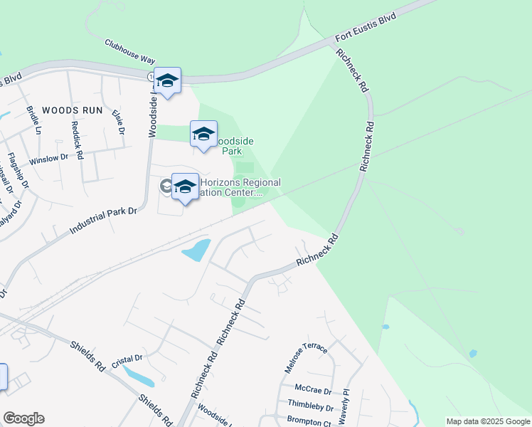 map of restaurants, bars, coffee shops, grocery stores, and more near 854 Wilderness Way in Newport News