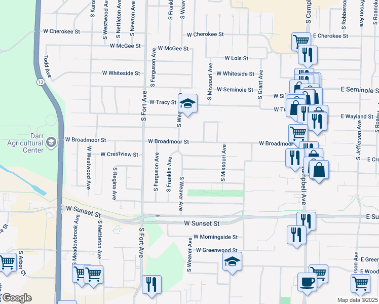 map of restaurants, bars, coffee shops, grocery stores, and more near 941 West Glenwood Street in Springfield