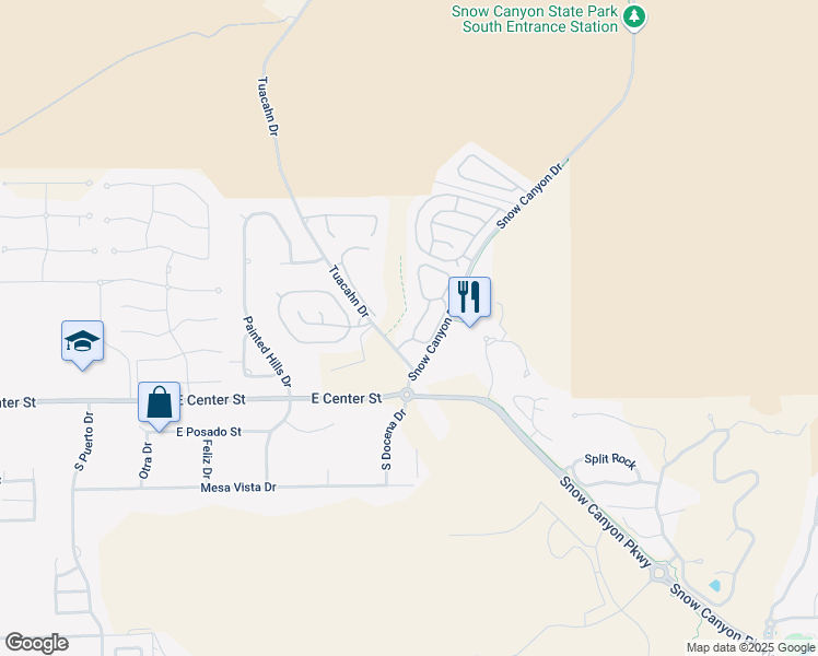 map of restaurants, bars, coffee shops, grocery stores, and more near 150 Snow Canyon Drive in Ivins