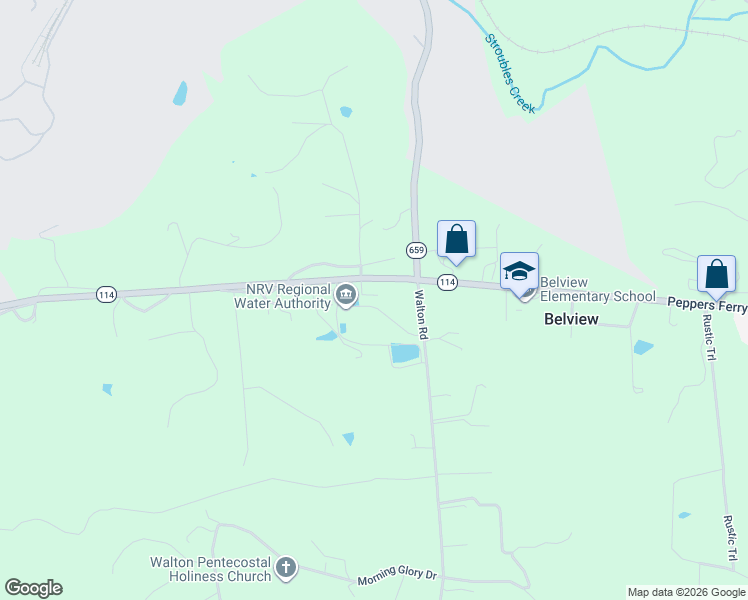 map of restaurants, bars, coffee shops, grocery stores, and more near 3455 Peppers Ferry Road Northwest in Radford