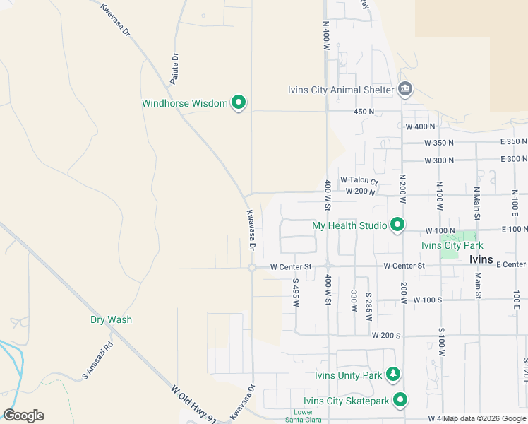 map of restaurants, bars, coffee shops, grocery stores, and more near 150 North Arrowhead Lane in Ivins