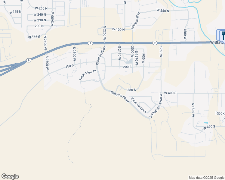 map of restaurants, bars, coffee shops, grocery stores, and more near 427 South 2250 West in Hurricane