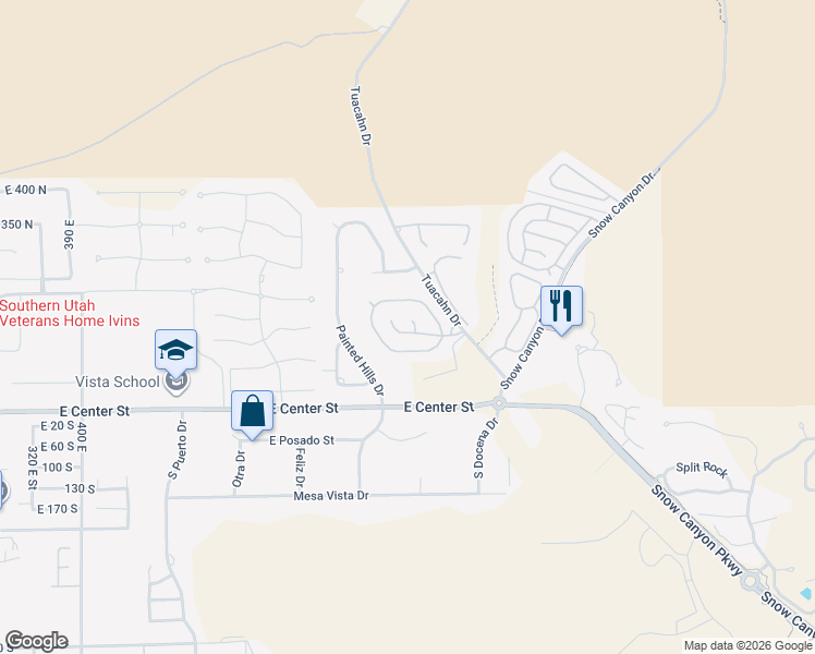 map of restaurants, bars, coffee shops, grocery stores, and more near in Ivins