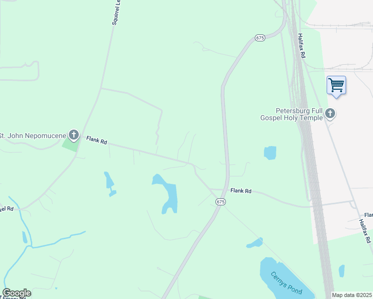 map of restaurants, bars, coffee shops, grocery stores, and more near 27510 Flank Road in Petersburg