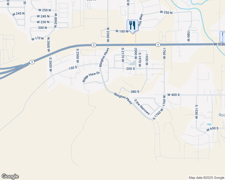 map of restaurants, bars, coffee shops, grocery stores, and more near 426 South 2250 West in Hurricane