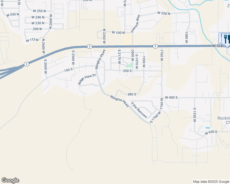 map of restaurants, bars, coffee shops, grocery stores, and more near 419 South 2250 West in Hurricane