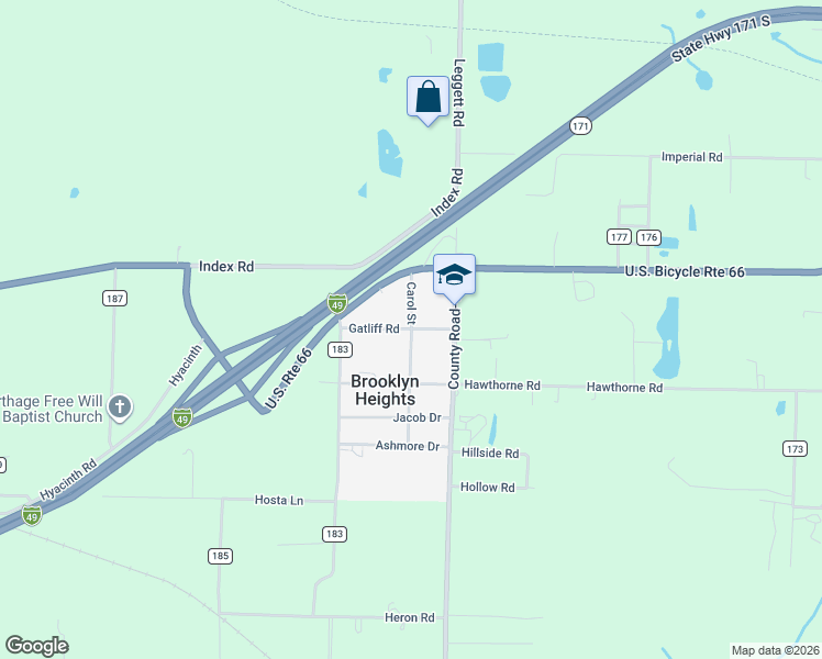 map of restaurants, bars, coffee shops, grocery stores, and more near 327 Gatliff Road in Carthage