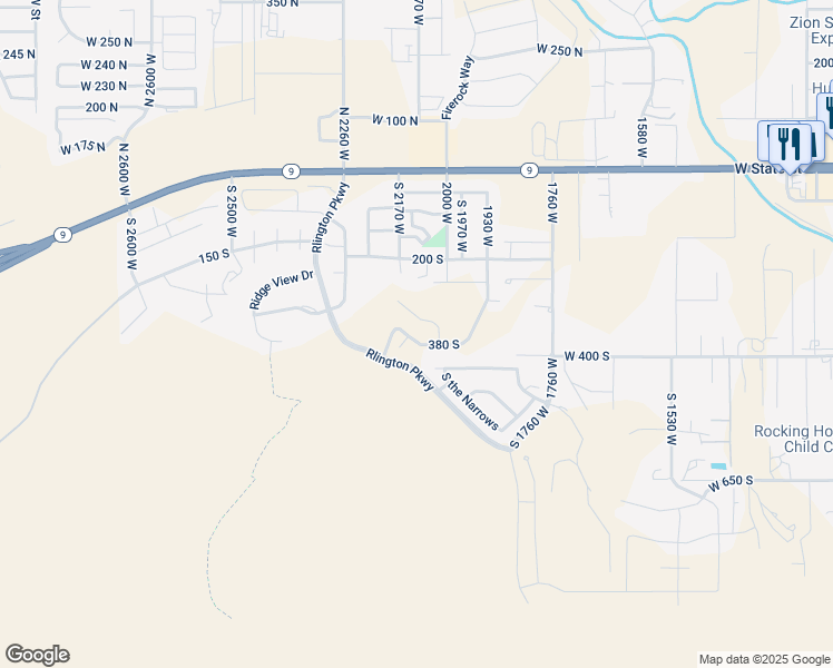 map of restaurants, bars, coffee shops, grocery stores, and more near West 380 North in La Verkin