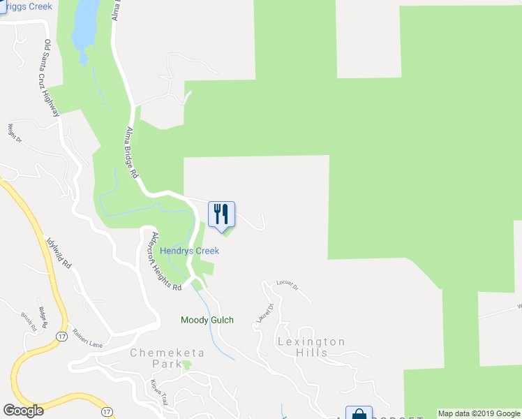 map of restaurants, bars, coffee shops, grocery stores, and more near 20600 Aldercroft Heights Road in Los Gatos