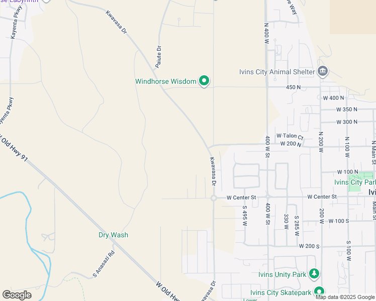 map of restaurants, bars, coffee shops, grocery stores, and more near 744 West Desert Dove Lane in Ivins
