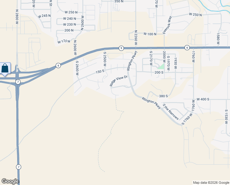 map of restaurants, bars, coffee shops, grocery stores, and more near 2414 Ridge View Drive in Hurricane
