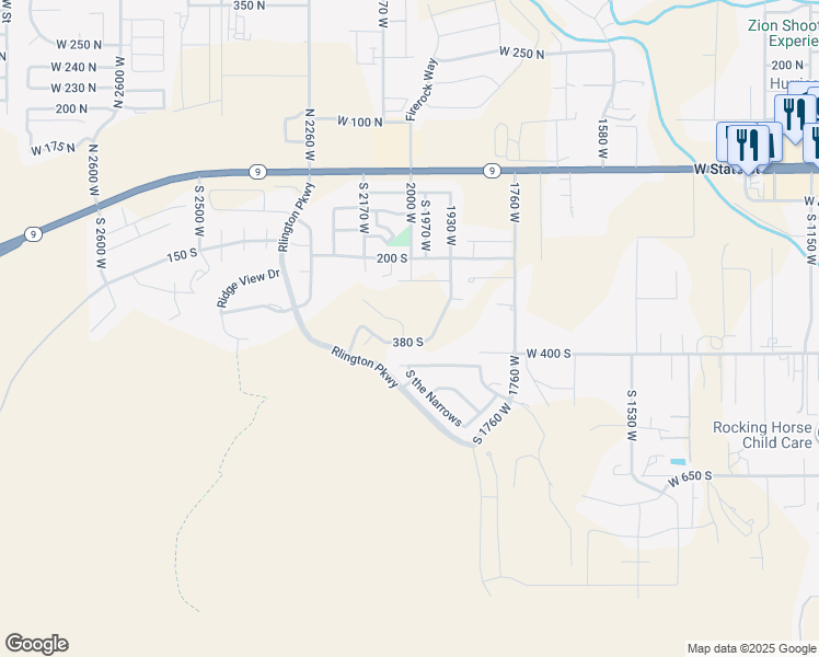map of restaurants, bars, coffee shops, grocery stores, and more near 2054 W. 320 S. in Hurricane