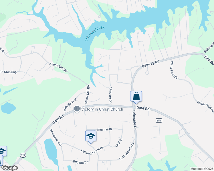 map of restaurants, bars, coffee shops, grocery stores, and more near 106 Bonito Drive in Yorktown