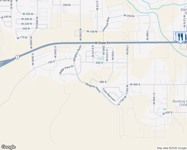 map of restaurants, bars, coffee shops, grocery stores, and more near 2153 W. 320 S. in Hurricane