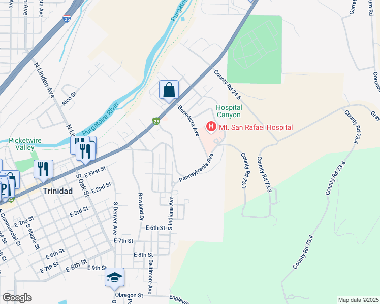 map of restaurants, bars, coffee shops, grocery stores, and more near 150-298 Waverly Avenue in Trinidad