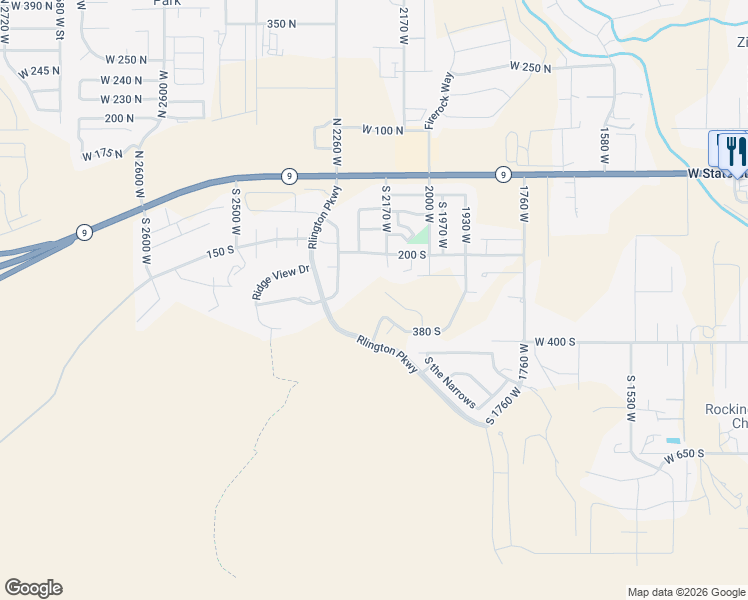 map of restaurants, bars, coffee shops, grocery stores, and more near 2212 380 South in Hurricane
