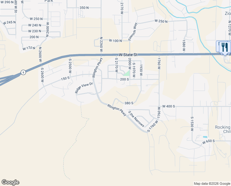 map of restaurants, bars, coffee shops, grocery stores, and more near 2175 W. 320 S. in Hurricane