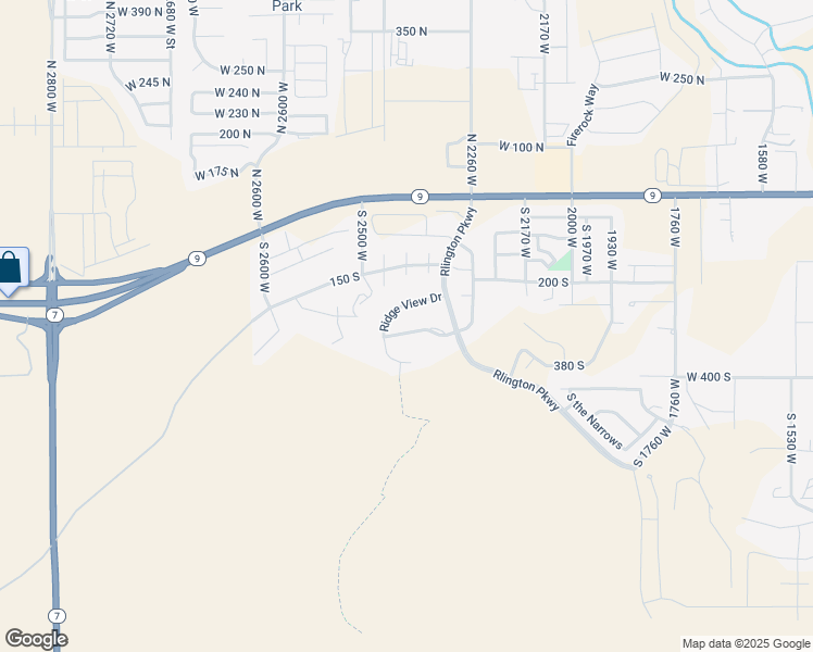 map of restaurants, bars, coffee shops, grocery stores, and more near 2418 Ridge View Drive in Hurricane