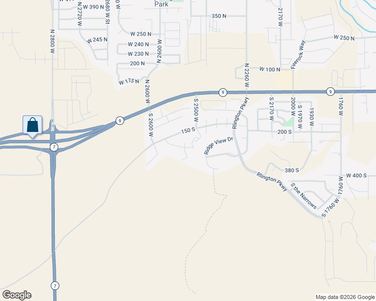 map of restaurants, bars, coffee shops, grocery stores, and more near 231 South 2520 West in Hurricane