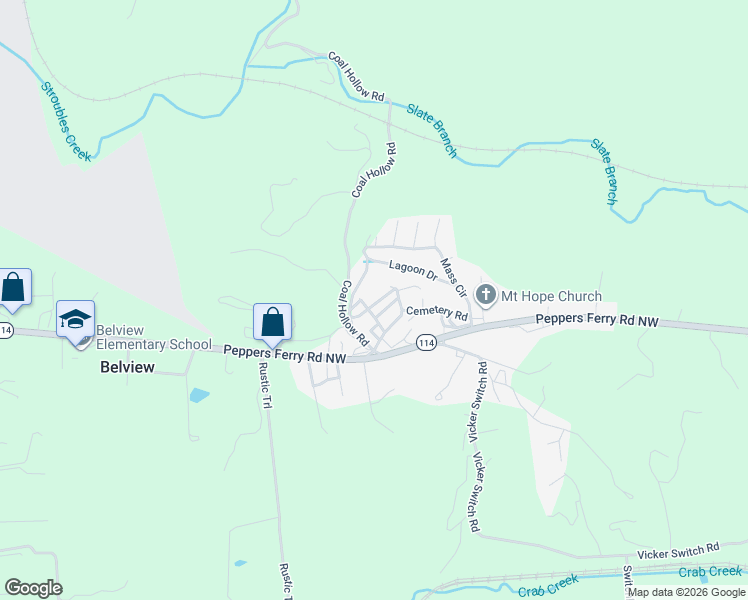 map of restaurants, bars, coffee shops, grocery stores, and more near Mass Circle in Christiansburg