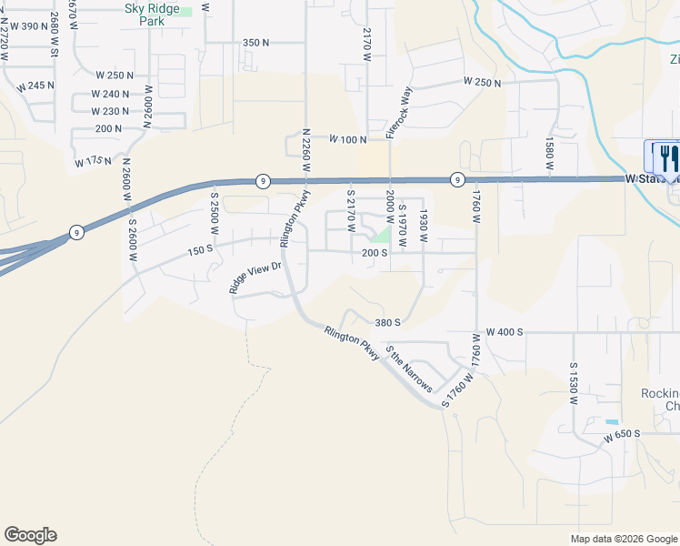 map of restaurants, bars, coffee shops, grocery stores, and more near 2226 W. 320 S. in Hurricane