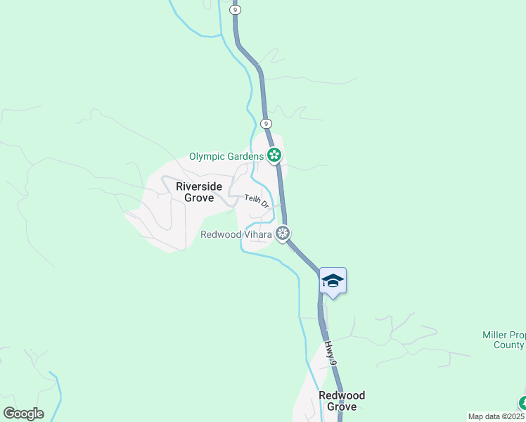 map of restaurants, bars, coffee shops, grocery stores, and more near 155 Teilh Drive in Boulder Creek