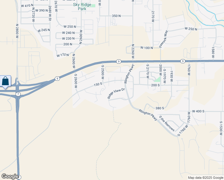 map of restaurants, bars, coffee shops, grocery stores, and more near 2418 Ridge View Drive in Hurricane